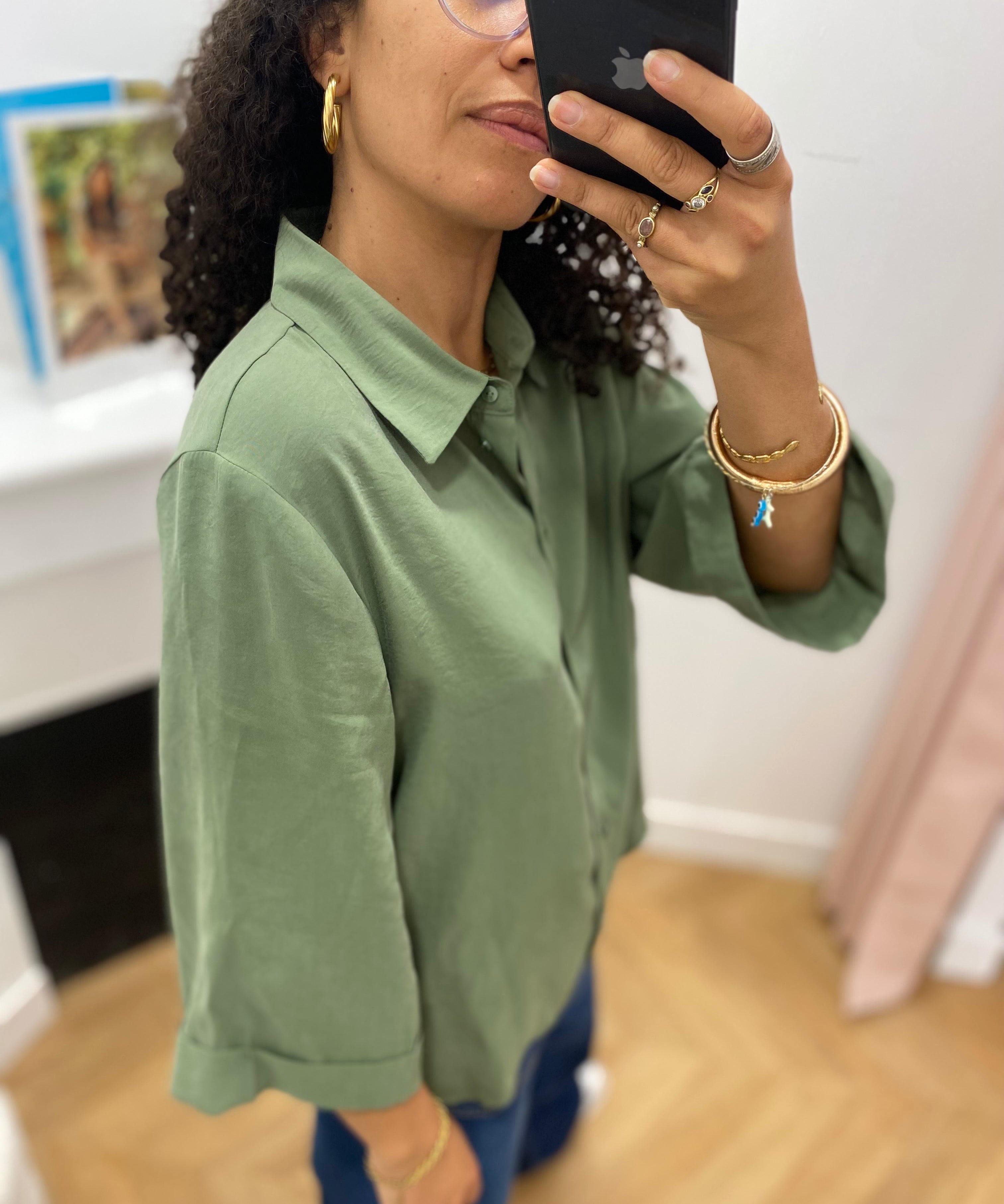 Chemise manches 3/4 Vihula - Olivine - VILA