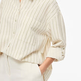 Chemise classique ample à manches longues Viprisilla - Super Light Natural Melan / Snow White - VILA