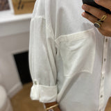 Chemise classique ample à manches longues Viprisilla - Super Light Natural Melan / Snow White - VILA