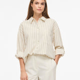 Chemise classique ample à manches longues Viprisilla - Super Light Natural Melan / Snow White - VILA