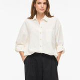 Chemise classique ample à manches longues Viprisilla - Super Light Natural Melan / Snow White - VILA