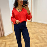 Vikelly High-Waisted Straight Jeans - Dark Blue Denim - VILA