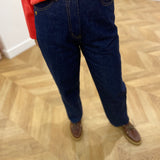 Vikelly High-Waisted Straight Jeans - Dark Blue Denim - VILA