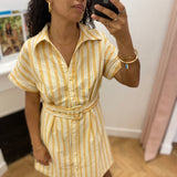 Robe courte ceinturée à rayures Viseldia - Birch - VILA
