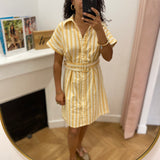 Robe courte ceinturée à rayures Viseldia - Birch - VILA