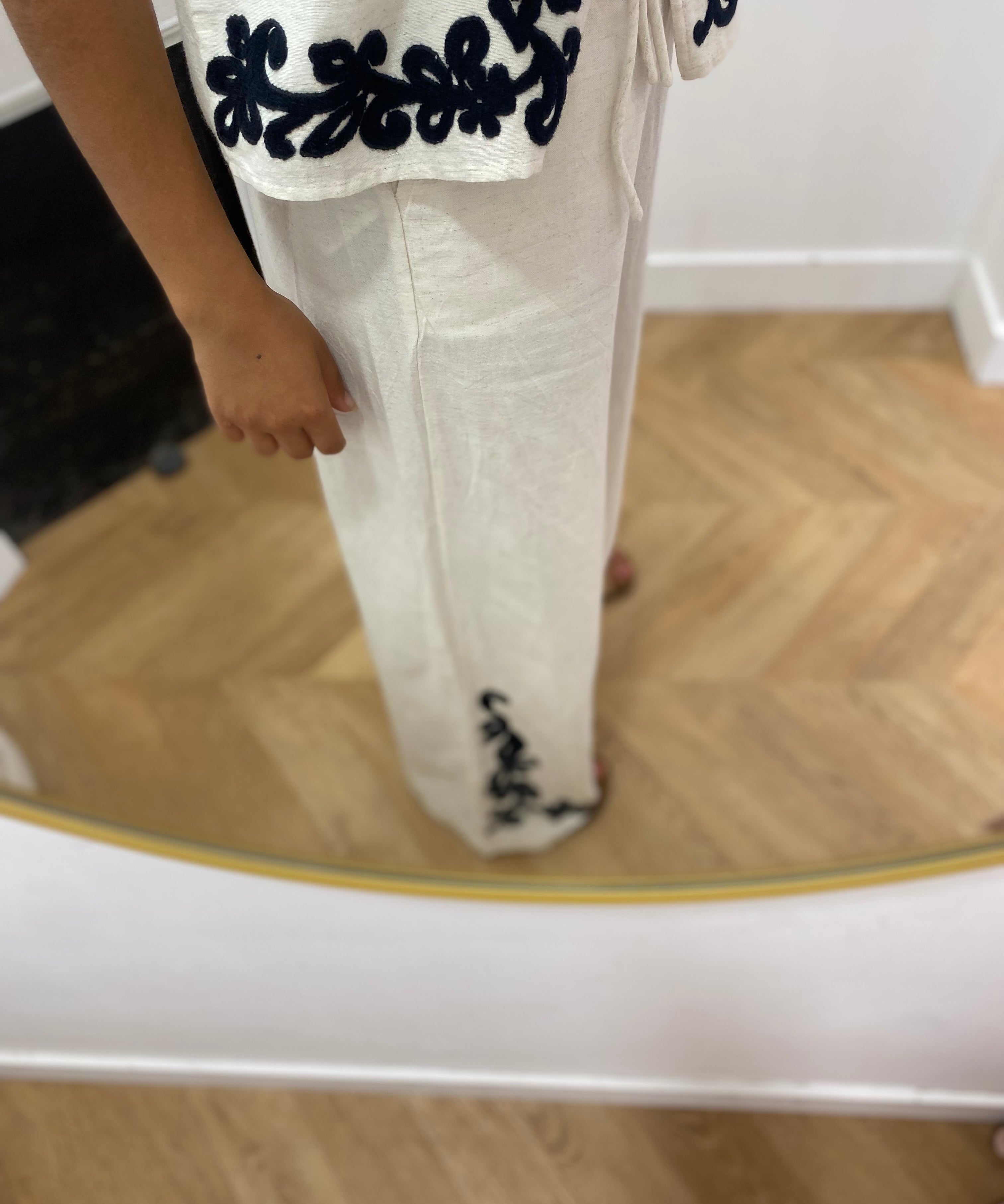 Pantalon large bohème en toile légère brodée Vipolli - Super light - VILA