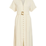 Robe mi-longue manches courtes ceinturée Vilinnen - Birch - VILA