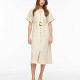 Robe mi-longue manches courtes ceinturée Vilinnen - Birch - VILA