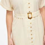 Robe mi-longue manches courtes ceinturée Vilinnen - Birch - VILA