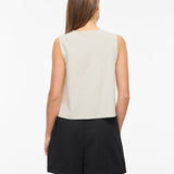 Gilet sans manches brodé avec liens à nouer Vipolli - Super Light Natural Melan - VILA