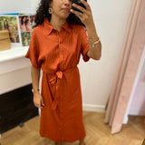 Robe chemise mi-longue Vivelmara - Burnt brick - VILA