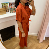 Robe chemise mi-longue Vivelmara - Burnt brick - VILA