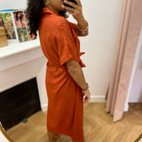 Robe chemise mi-longue Vivelmara - Burnt brick - VILA