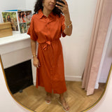 Robe chemise mi-longue Vivelmara - Burnt brick - VILA