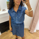Combi-short boutonné sans manches Vitevira - Bleu moyen - VILA