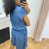 Combi-short boutonné sans manches Vitevira - Bleu moyen - VILA