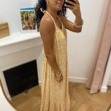 Robe longue dos nu imprimée cachemire Vijinke - Birch & Slate black - VILA