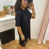 Robe courte brodée à manches courtes Vimerinda - BLACK - VILA