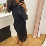 Robe courte brodée à manches courtes Vimerinda - BLACK - VILA