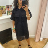 Robe courte brodée à manches courtes Vimerinda - BLACK - VILA