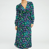 Robe portefeuille longue imprimée Natalia - Green Cat Deluxe - FABIENNE CHAPOT