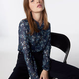 Blouse en voile imprimé floral - bleu - IKKS
