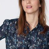 Blouse en voile imprimé floral - bleu - IKKS