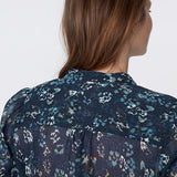 Blouse en voile imprimé floral - bleu - IKKS