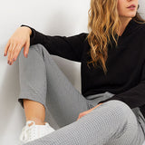 Pantalon city jacquard fantaisie - Noir - I.Code