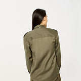 Chemise en lyocell traitement acid wash - kaki - IKKS WOMEN