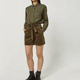 Chemise en lyocell traitement acid wash - kaki - IKKS WOMEN