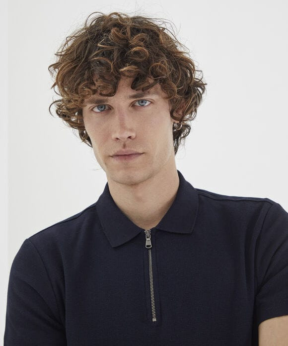Polo à col zippé - marine - IKKS
