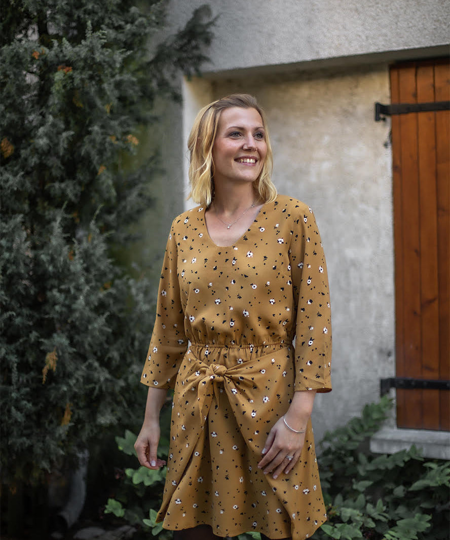 Robe imprimé léofleurs - Ocre - I.Code