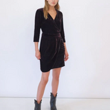 Robe courte velours imprimé baroque - marine - Ikks