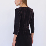 Robe courte velours imprimé baroque - marine - Ikks