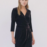 Robe courte velours imprimé baroque - marine - Ikks