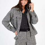 Short en lainage pied-de-poule - Noir - I.code