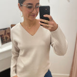 Pull en maille col V Objreynard - Gris argenté - OBJECT