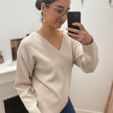 Pull en maille col V Objreynard - Gris argenté - OBJECT