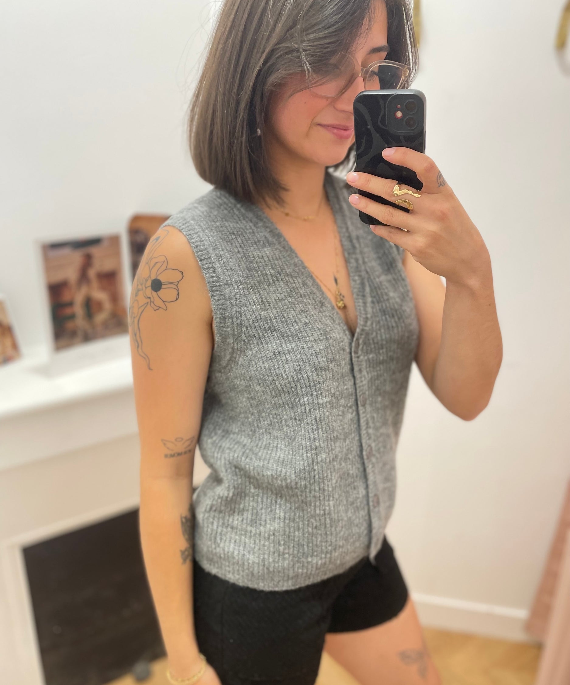 Gilet sans manches en tricot Diana - Gris - OBJECT