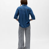 Chemise en jean à manches courtes Objframe - Medium Blue Denim - OBJECT