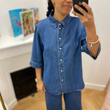 Chemise en jean à manches courtes Objframe - Medium Blue Denim - OBJECT