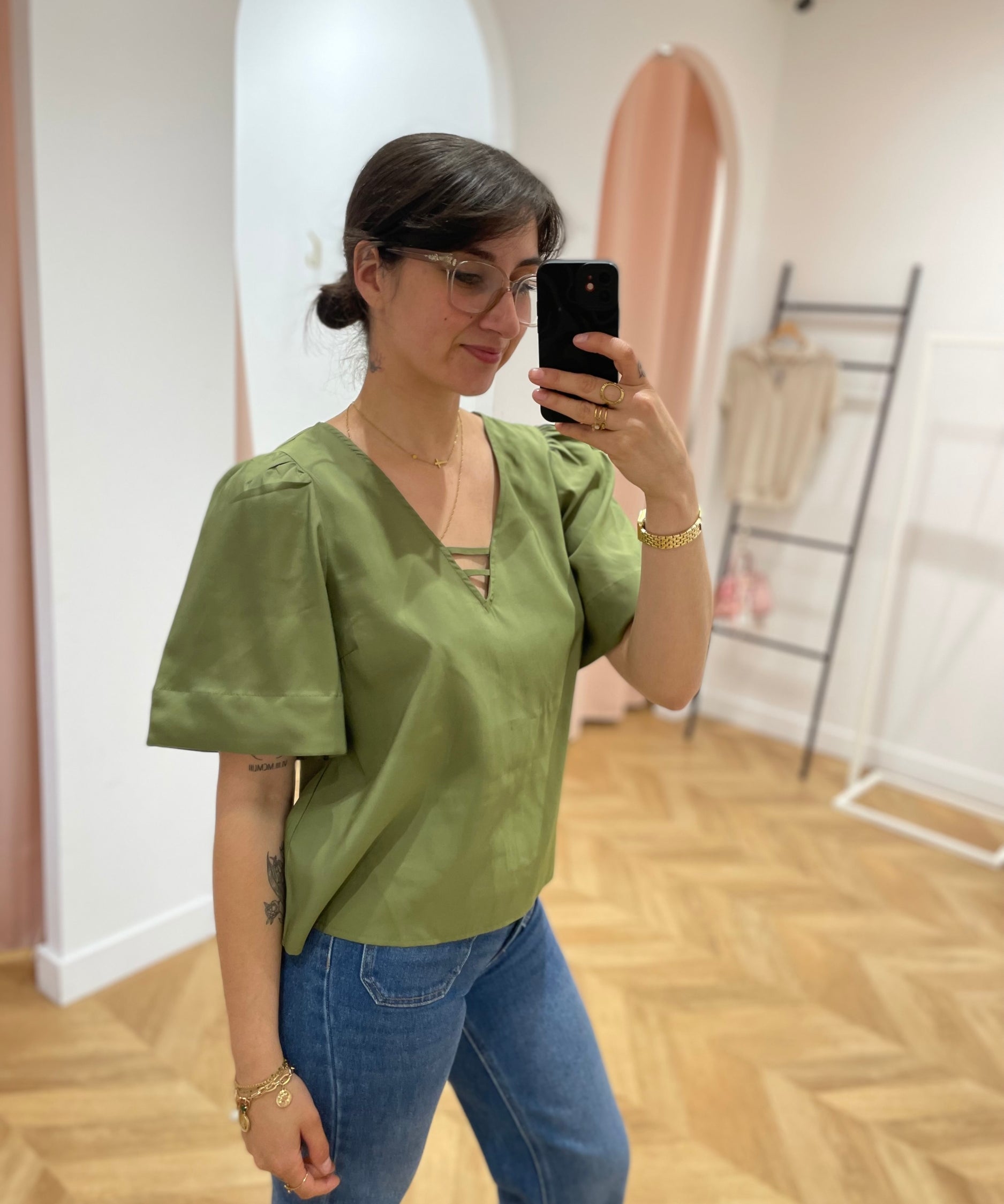Blouse froncée Celine - Olive - OBJECT