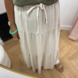 Jupe longue fluide volantée Objsanne - Beige - OBJECT