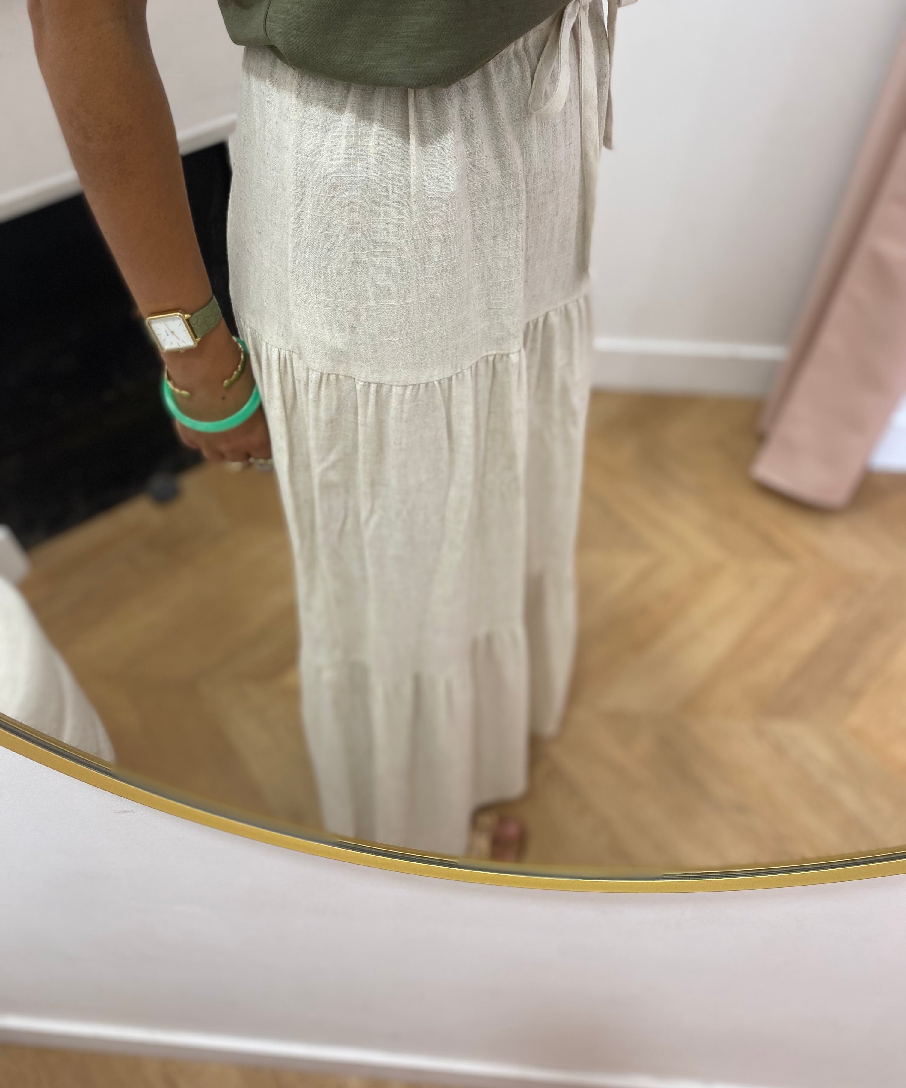 Jupe longue fluide volantée Objsanne - Beige - OBJECT