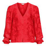 Blouse jacquard manches longues Objada - Poinsettia - OBJECT