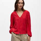 Blouse jacquard manches longues Objada - Poinsettia - OBJECT