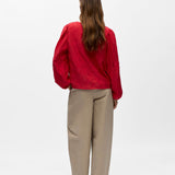 Blouse jacquard manches longues Objada - Poinsettia - OBJECT