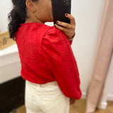 Blouse jacquard manches longues Objada - Poinsettia - OBJECT