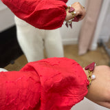 Blouse jacquard manches longues Objada - Poinsettia - OBJECT